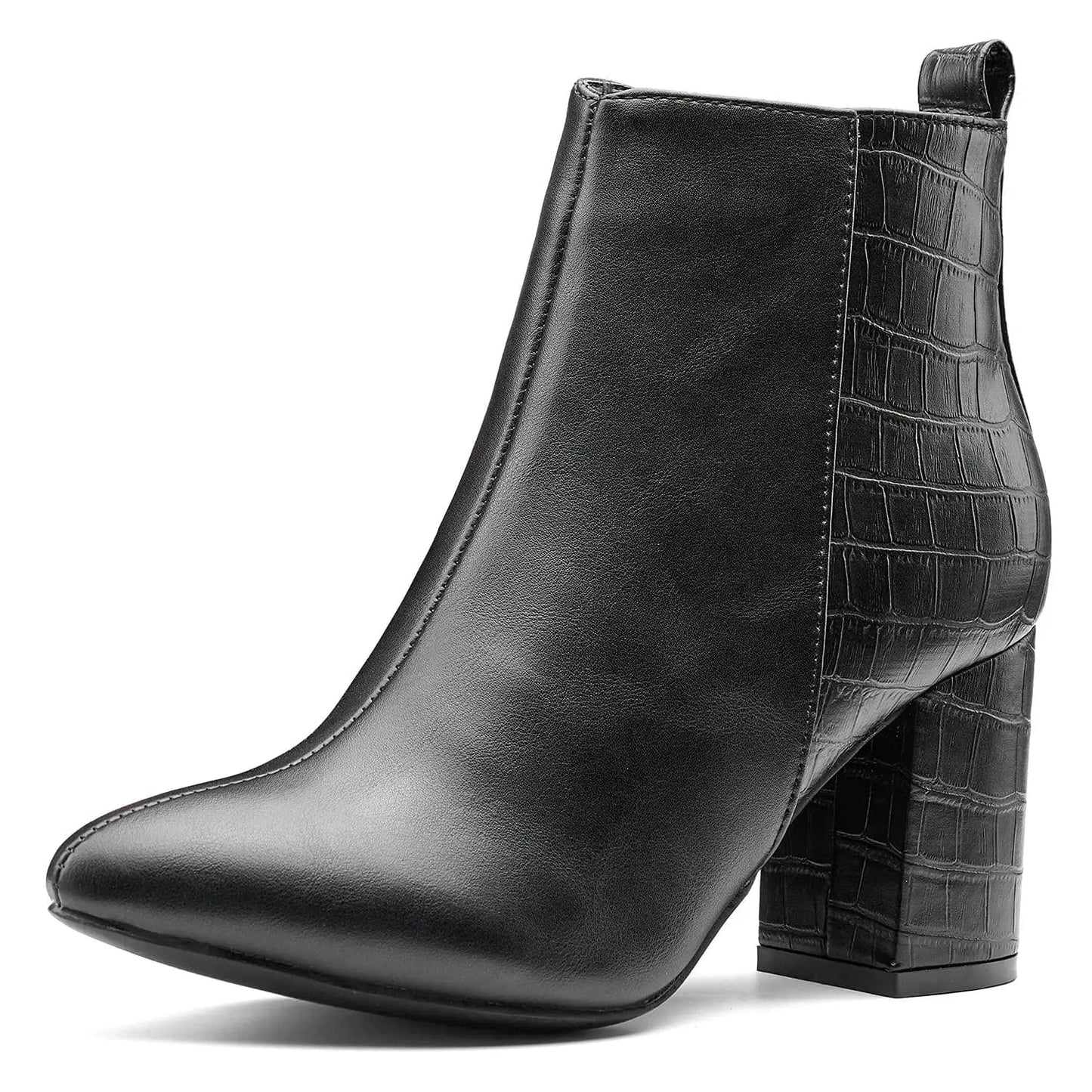 36 / Bright Black New Arrival Chunky Heel Woman Zip Down High Heel Boots Dressing Boot Waterproof New Trendy Ladies Shoes