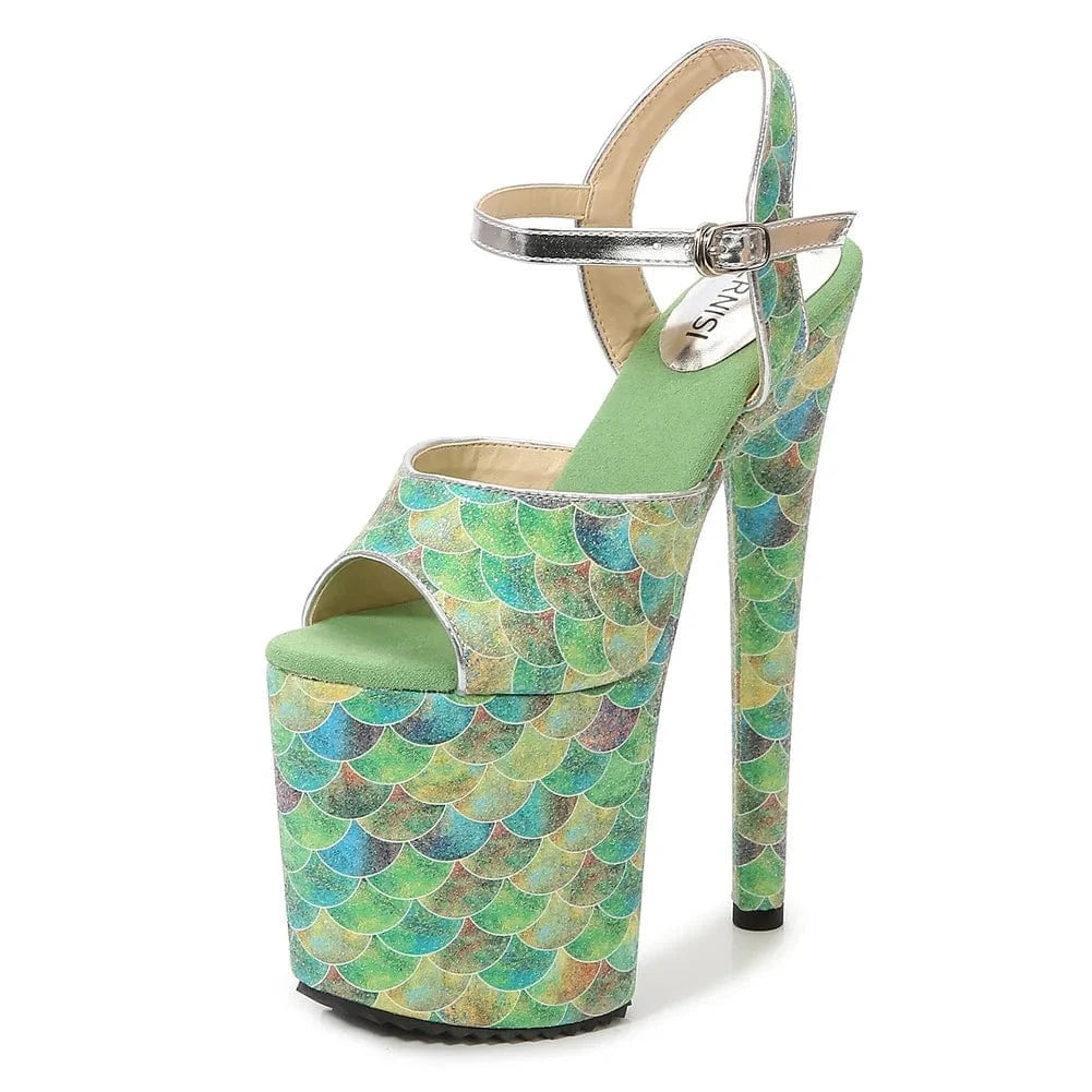 36 / Green Wholesale 20 CM Stiletto Strippers Ankle Strap Platform Sandals Ladies High Heel Women's Pole Dance Shoes Heeled Sandals