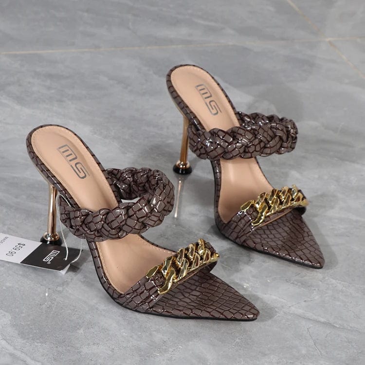 36 / Grey Fashion Summer High Heel Women Designer Ladies Slippers Other Heeled Trendy Shoes Sandals For Women And Ladies 2022 female