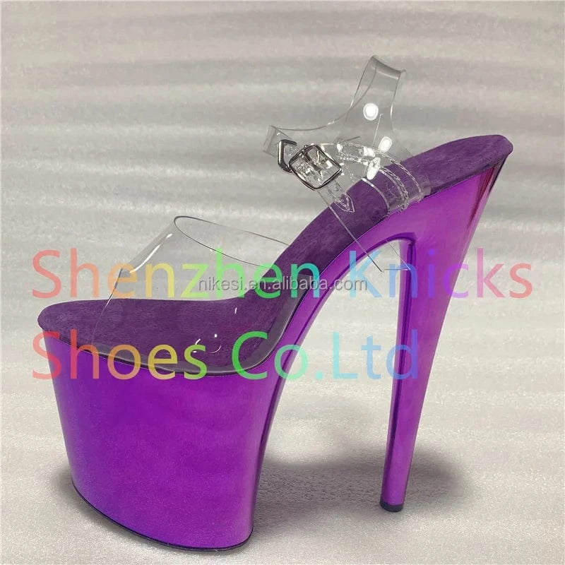 36 / Purple 8inch-20CM sexy super high-heeled shoes sandals thin heel show banquet shoes buckle waterproof platform sandals