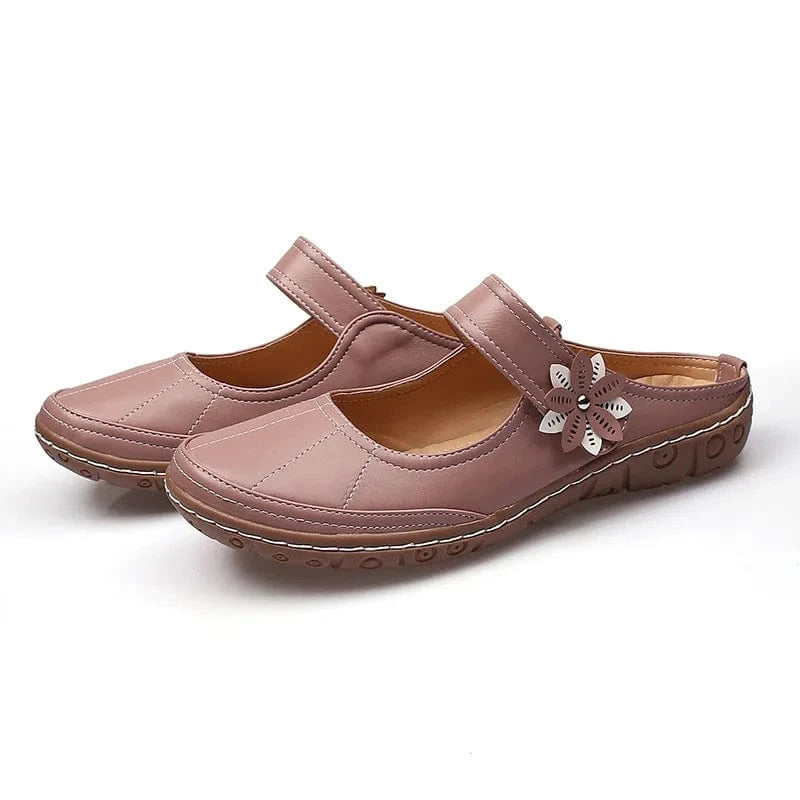 36 / Purple Flat Sandals For Women Retro Floral Decor Round-toe Shoes Wrap-toe Soft Bottom Roman Flat Sandals Ladies Casual Driving Slippers