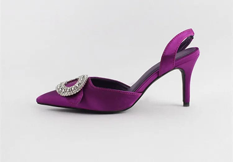36 / Purple New Spring Autumn Female High Heels Stilettos Point Toe Shallow Buckle Women Sandals Outside Banquet Ladies Dress Shoes