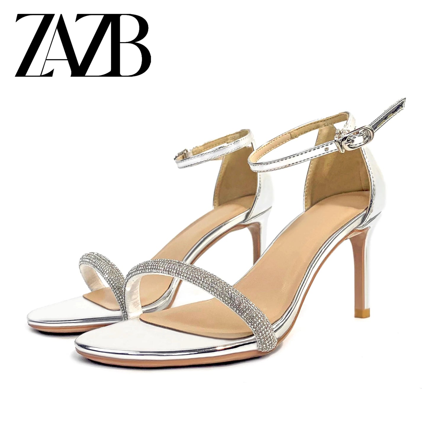 36 / silver Luxury Customized Simple Shiny Designer Sandals Women's and Women's Fashion High Heel Sandals Women's Comfort