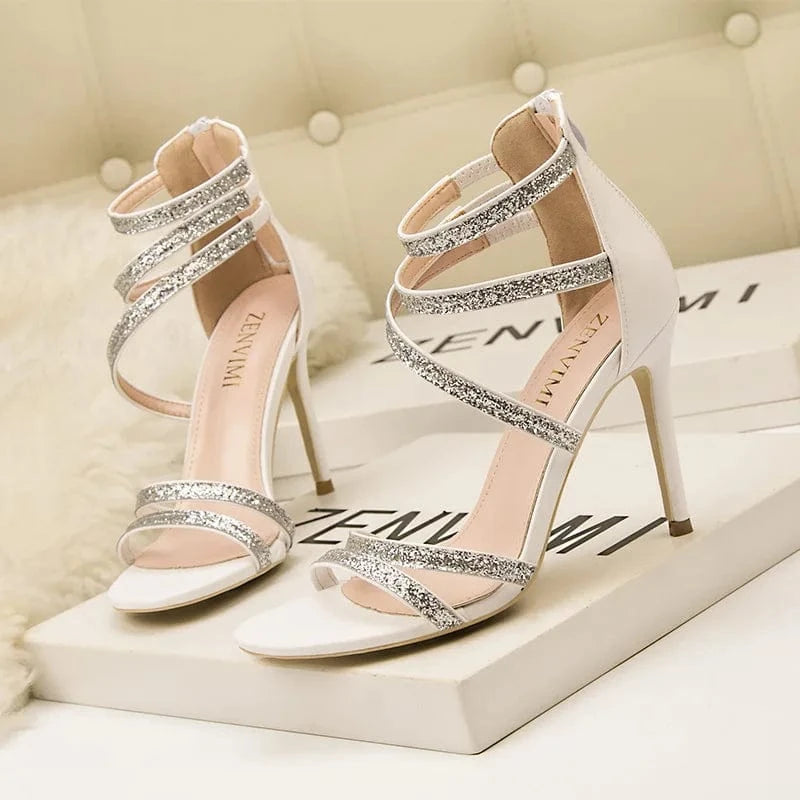 36 / White Korean Style Sexy Banquet Ladies Dress Shoes Women Peep-toe Hollow Out Sandals Summer Autumn Female High Heel Pumps