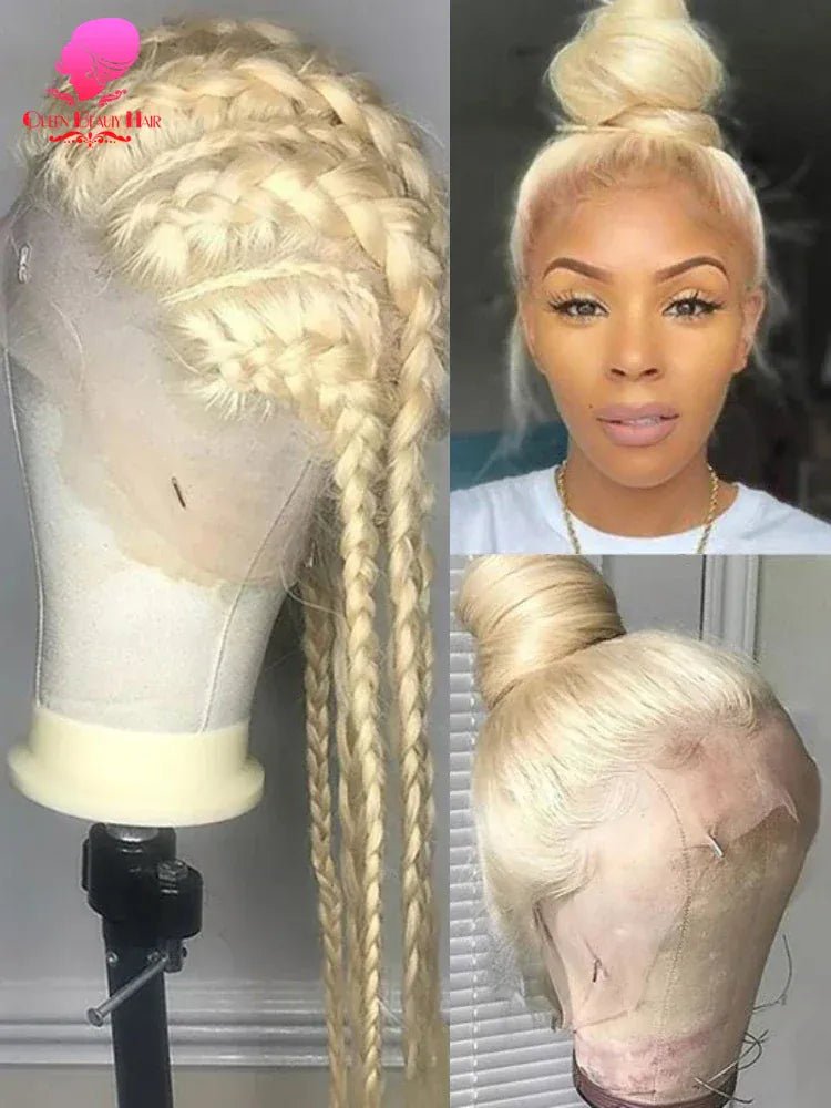 360 Full Lace Wig Human Hair Pre Plucked 613 Blonde Colored Lace Front Wigs Bone Straight Ponytail Human Hair Lace Frontal Wig - SN Wigs & More