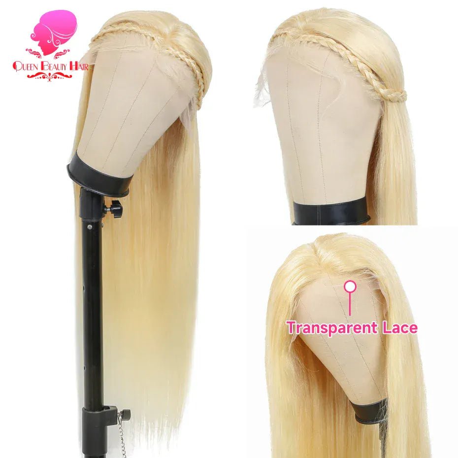 360 Full Lace Wig Human Hair Pre Plucked 613 Blonde Colored Lace Front Wigs Bone Straight Ponytail Human Hair Lace Frontal Wig - SN Wigs & More