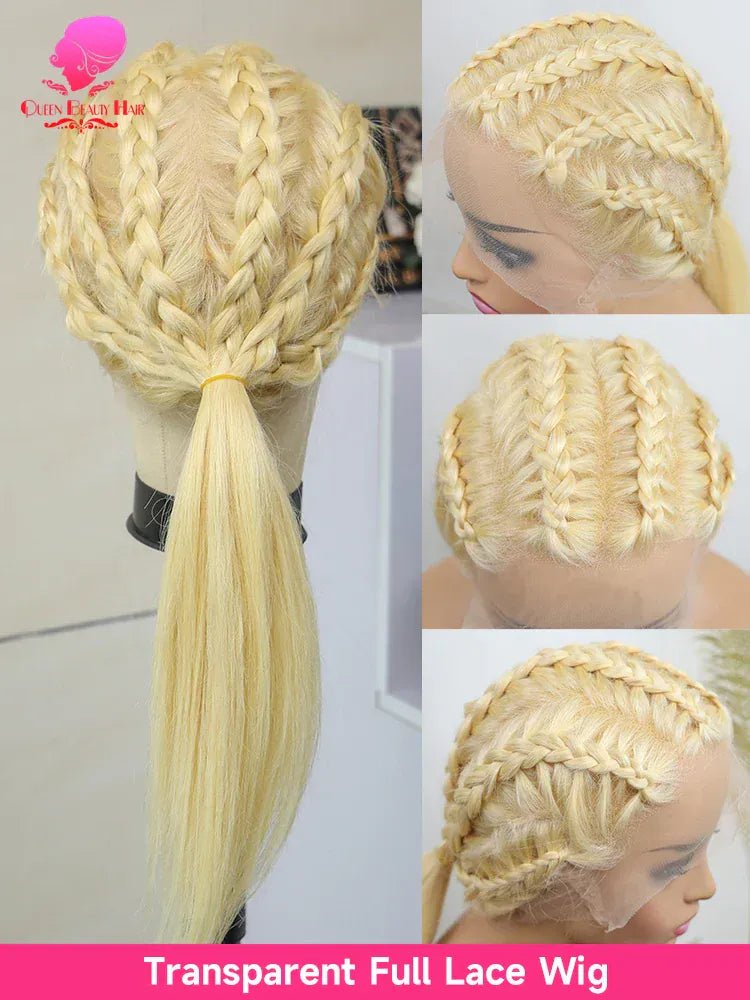 360 Full Lace Wig Human Hair Pre Plucked 613 Blonde Colored Lace Front Wigs Bone Straight Ponytail Human Hair Lace Frontal Wig - SN Wigs & More