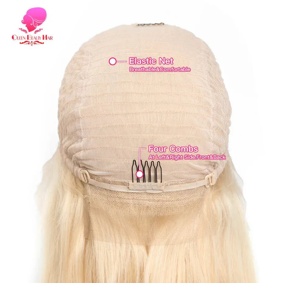 360 Full Lace Wig Human Hair Pre Plucked 613 Blonde Colored Lace Front Wigs Bone Straight Ponytail Human Hair Lace Frontal Wig - SN Wigs & More