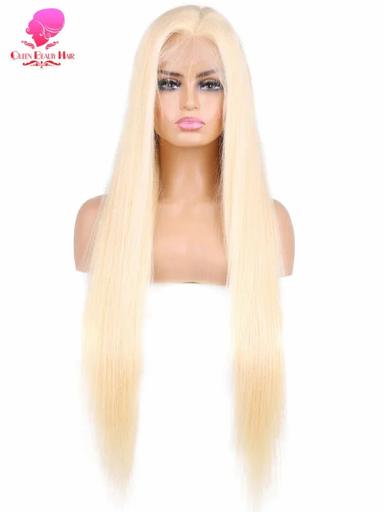 360 Full Lace Wig Human Hair Pre Plucked 613 Blonde Colored Lace Front Wigs Bone Straight Ponytail Human Hair Lace Frontal Wig - SN Wigs & More