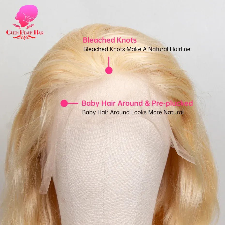 360 Full Lace Wig Human Hair Pre Plucked 613 Blonde Colored Lace Front Wigs Bone Straight Ponytail Human Hair Lace Frontal Wig - SN Wigs & More