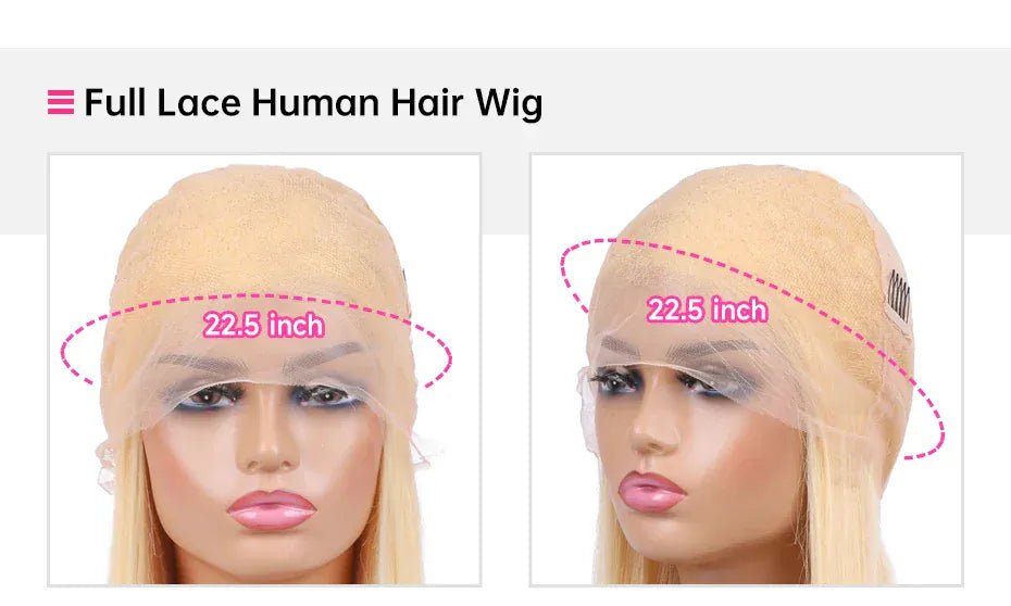 360 Full Lace Wig Human Hair Pre Plucked 613 Blonde Colored Lace Front Wigs Bone Straight Ponytail Human Hair Lace Frontal Wig - SN Wigs & More
