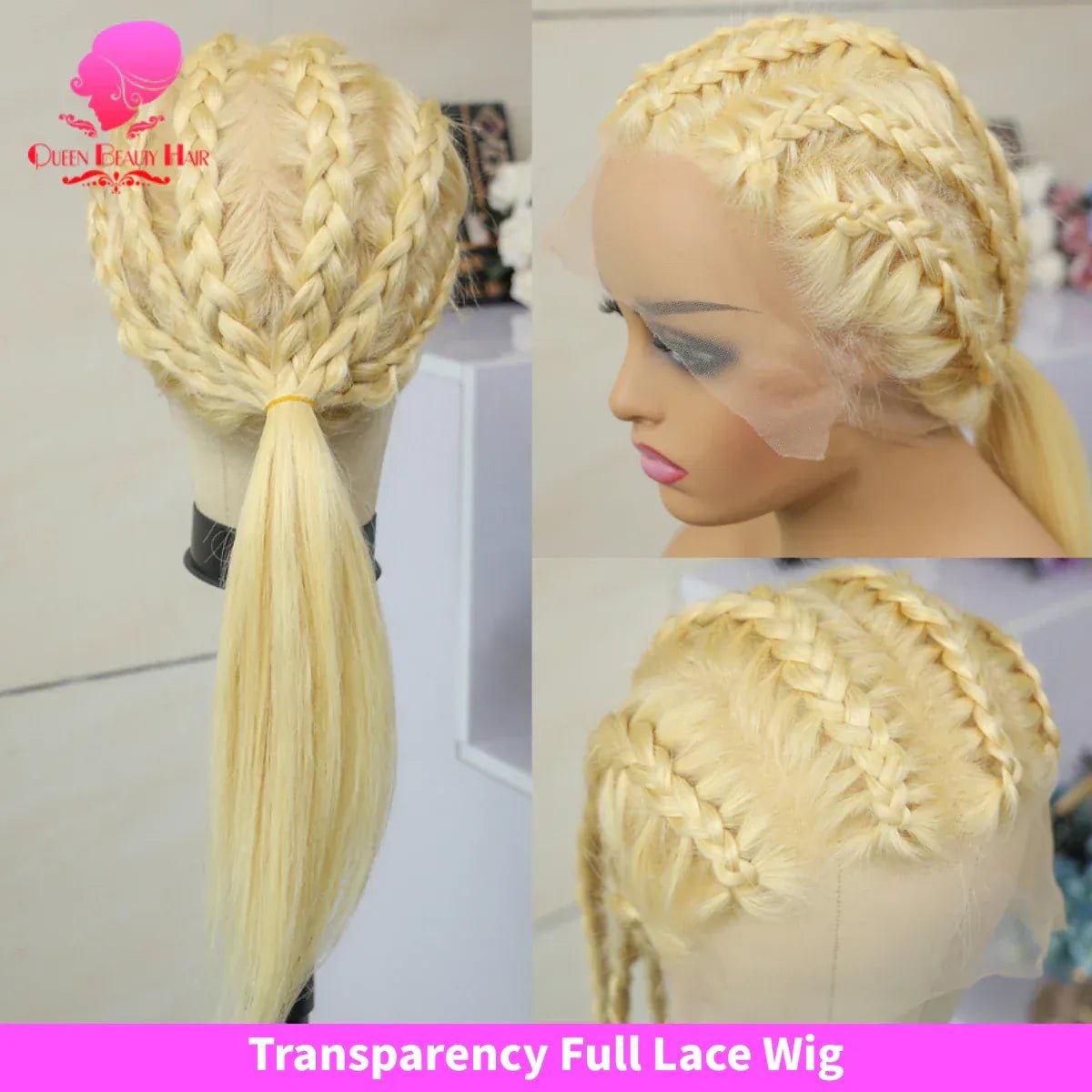360 Full Lace Wig Human Hair Pre Plucked 613 Blonde Colored Lace Front Wigs Bone Straight Ponytail Human Hair Lace Frontal Wig - SN Wigs & More