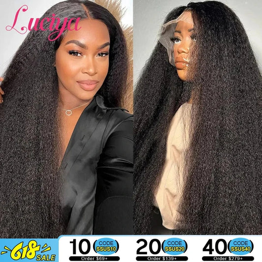 360 HD Lace Wig / CHINA / 24inches|180  Density Kinky Straight Human Hair Wigs Ready To Wear 13x4/13x6 HD Lace Front Human Hair Wigs Yaki Frontal Lace Wig 5x5 Lace Closure Wigs