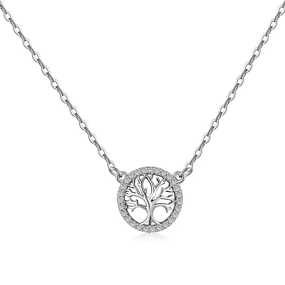 37+6cm / HT140044-S-W-WH mo moq high quality classic tree of life necklace 925 sterling silver necklace bling pendant necklaces for women Dylam jewelry