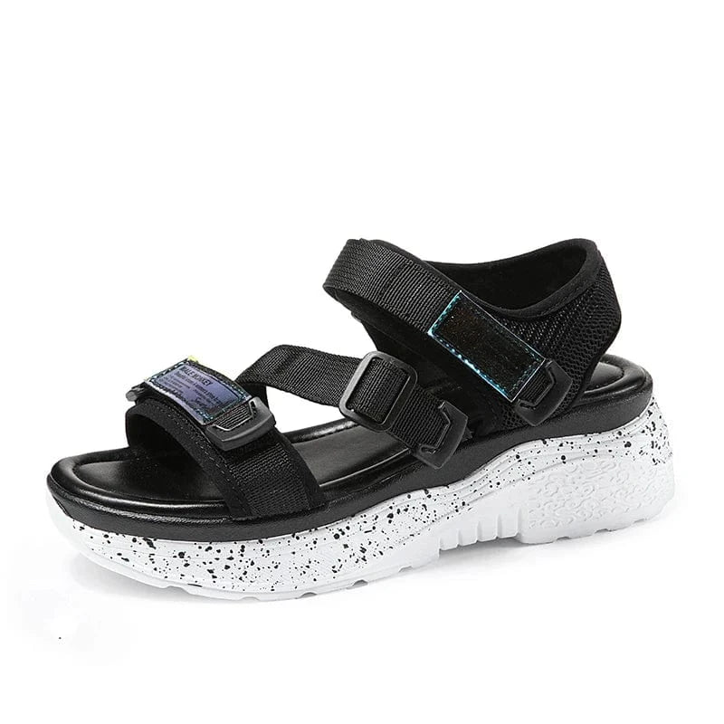 37 / Black New 2023 summer models wholesale high quality heeled sandals women shoe sports beach chunky sneakers lady footwear
