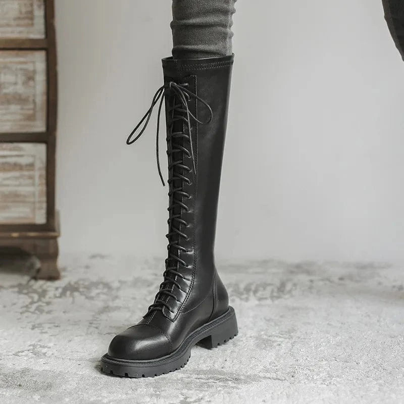 37 / Black New Autumn Winter Women Platform Boots Round-toe Slim Fit Ladies Knee Length Boots Sexy Party Dress Long Boots Female