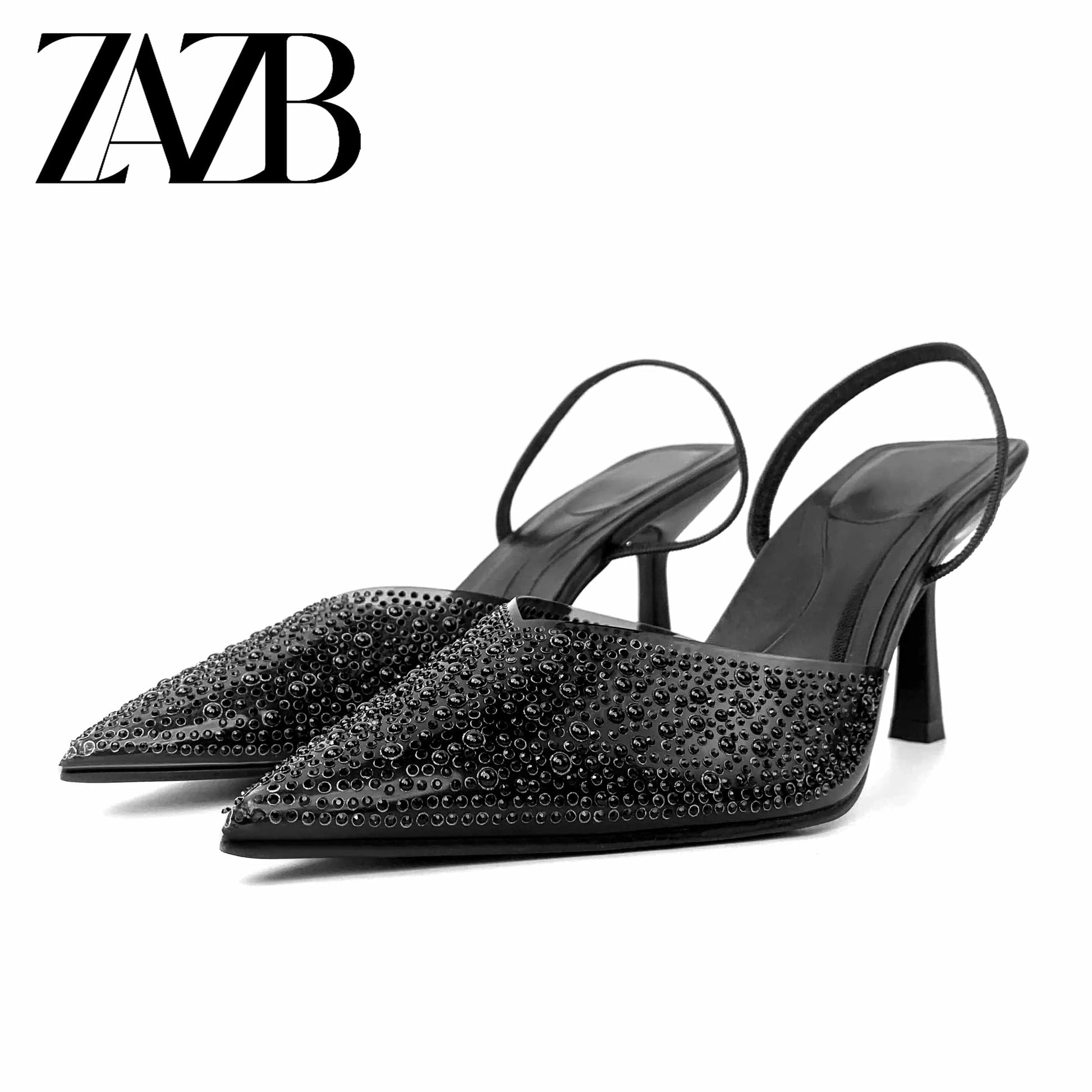 37 / Black ZAZB Customized exquisite and fashionable women's high heels, women's pearl high heels sandals