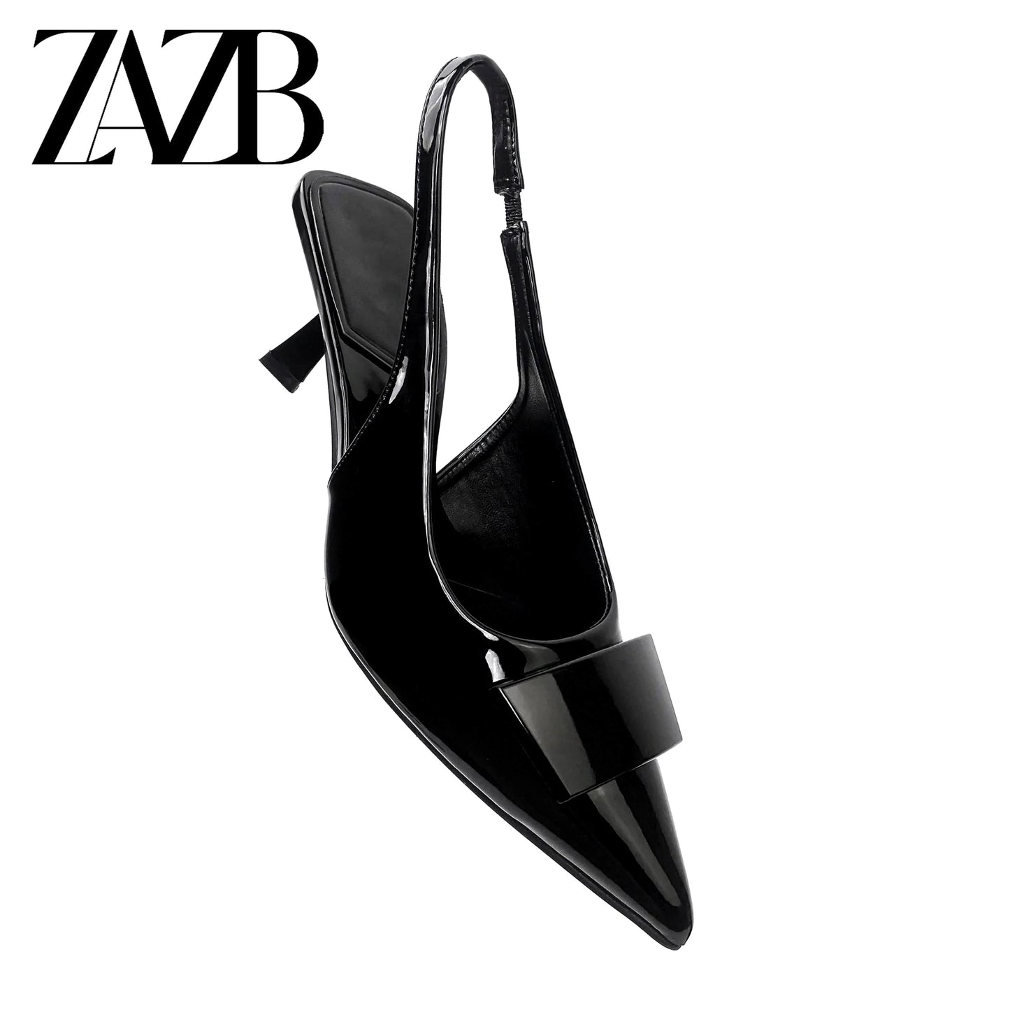 37 / Black ZAZB New Design Formal Women's High Heel Sandals Wedding Dress Women's Lacquer Leather High Heel Shoes Women's