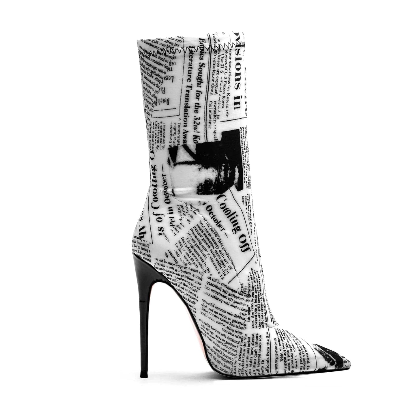 37 / Characters Print Factory Custom Women Ankle Boots High Heels Boots Pointed Toe Pumps Slip-on Thin Heel Shoes Rubber Winter Boots for Women PU