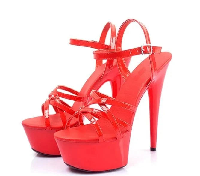 37 / Red 6inch-15cm Heeled Sandals  women's summer hot club model runway women's shoesBeauty contest model with shoe slippers