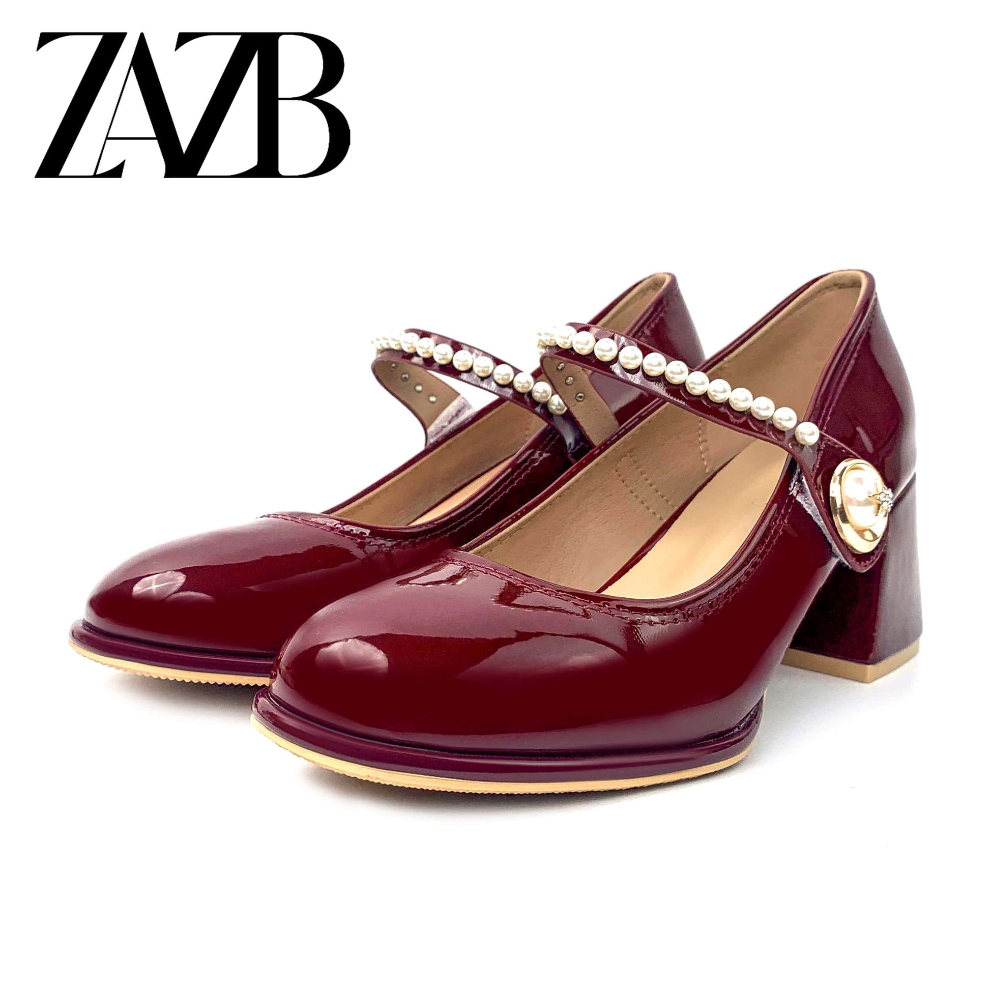 37 / Red New Round head dress formal Women's Thick heel shoes Mary Jane ladies loafers British style Thick bottom leather shoes