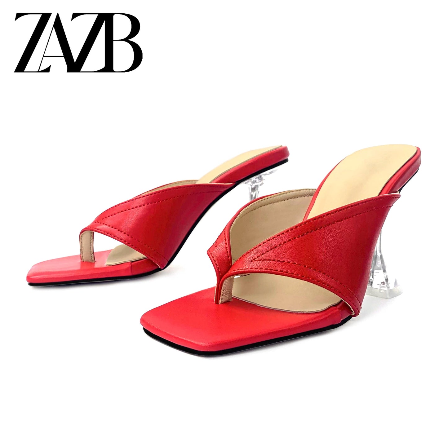 37 / Red new summer wholesale European and American open toe womens shoes clip slippers black womens high heel sandals