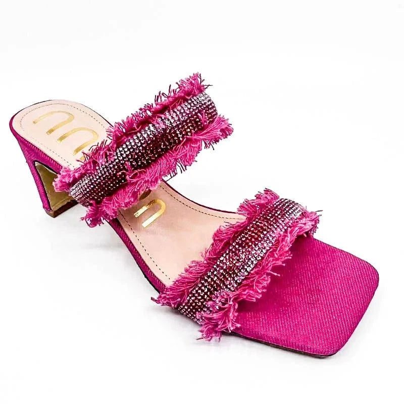 37 / rose red Dropshipping Custom Logo Fashion Rhinestone Women's Summer High Heels Sandals Sexy Ladies Party Shoes