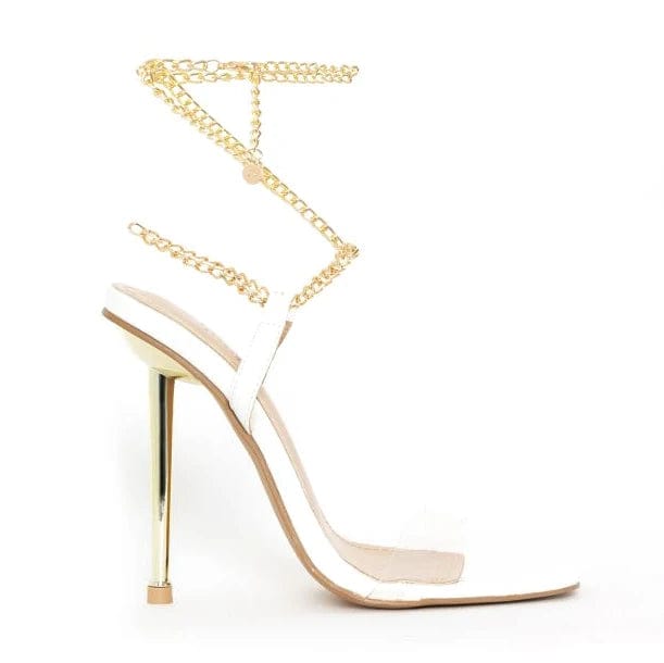 37 / White on sale designer shoes TIONA BLACK FAUX SNAKE PRINT SPIRAL CLEAR COURT SHOES high heel women sandals