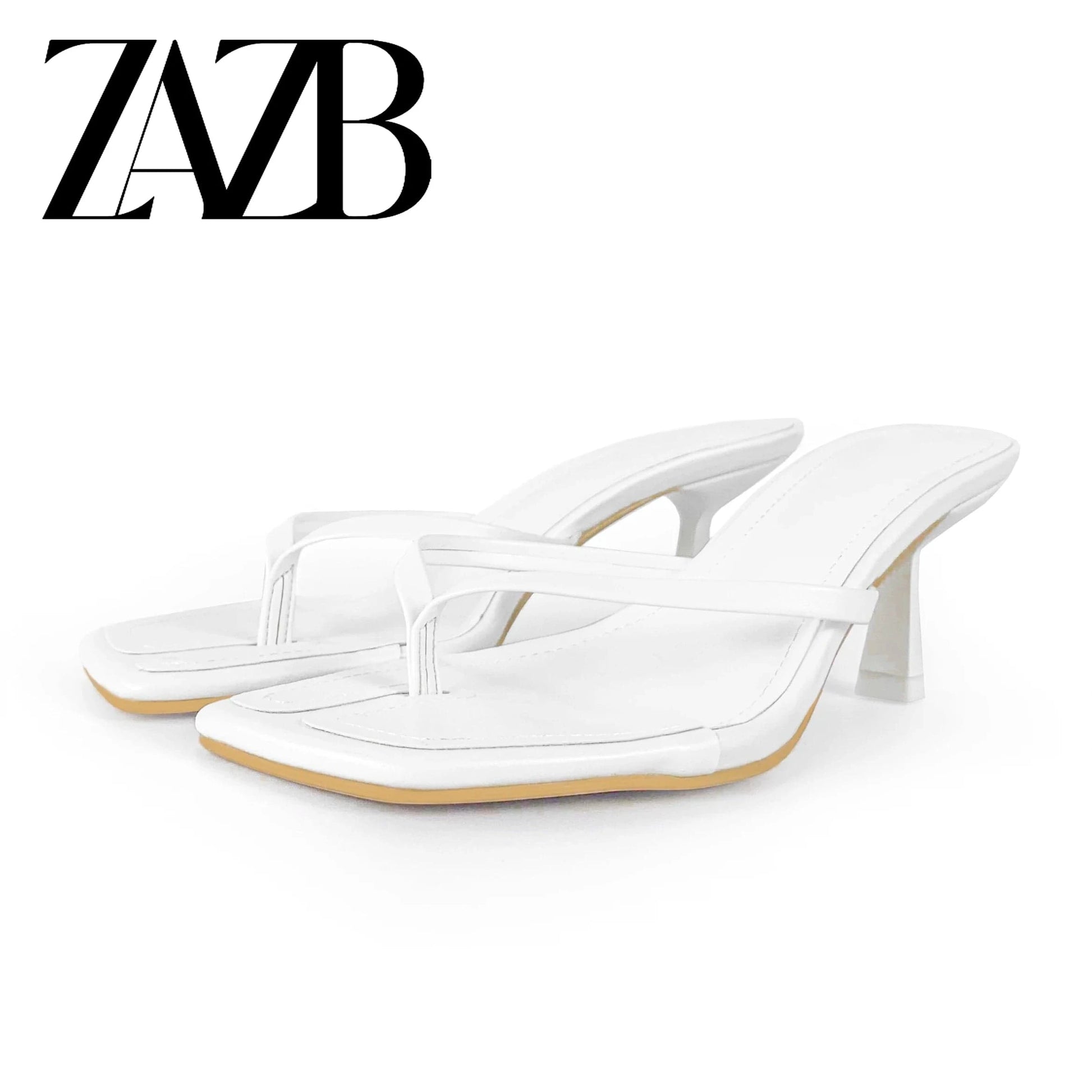 37 / White ZAZB Brand Customized Leather High Heel Slippers Women's Slippers Wedding Bride Women's and Women's Dress