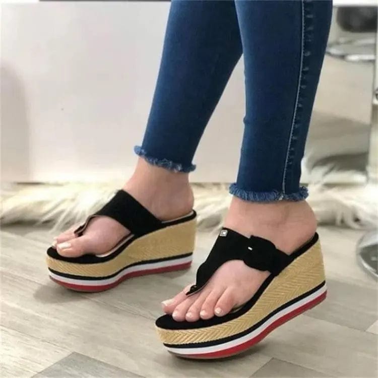 38 / 1 Ladies Shoes Summer Peep Toe Fringe Hem High Heel Wedge Heeled Slippers Bling Platform Slides Holidays Casual Outdoor Sandals