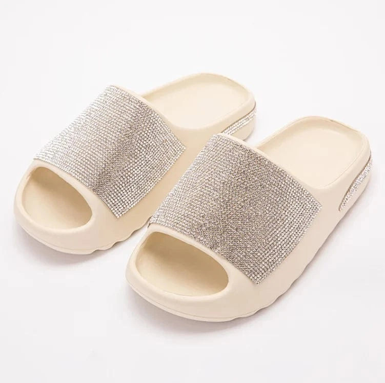 38-39 / Beige Custom designer Printed Slides Slippers Customized EVA soft embossed Beach men slippers for Men for Women