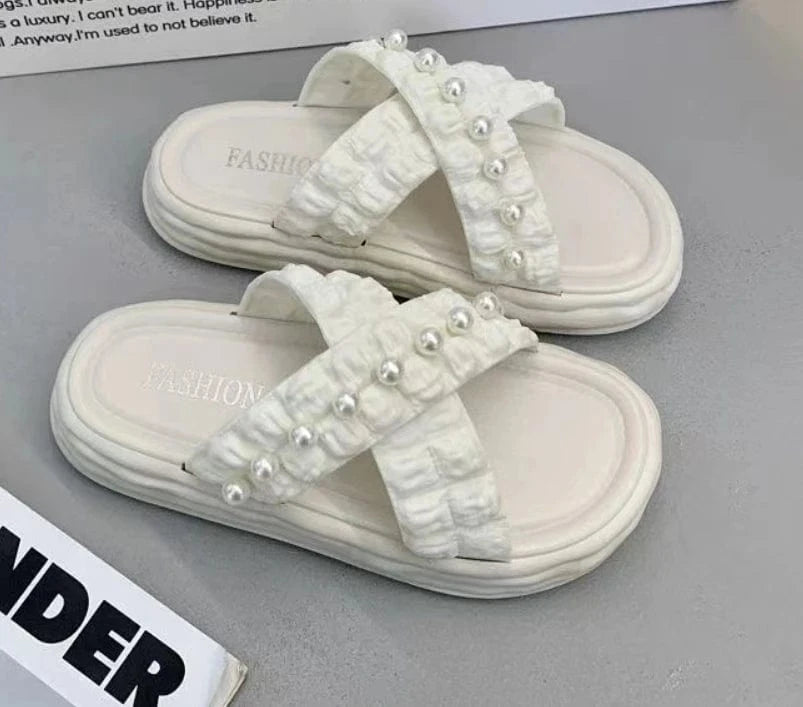 38-39 / White 2024 Summer New Casual Comfortable Beach Sandals women's Outdoor Flip Flops Flat Simple Women Shoes Open Toe Women's Slippers
