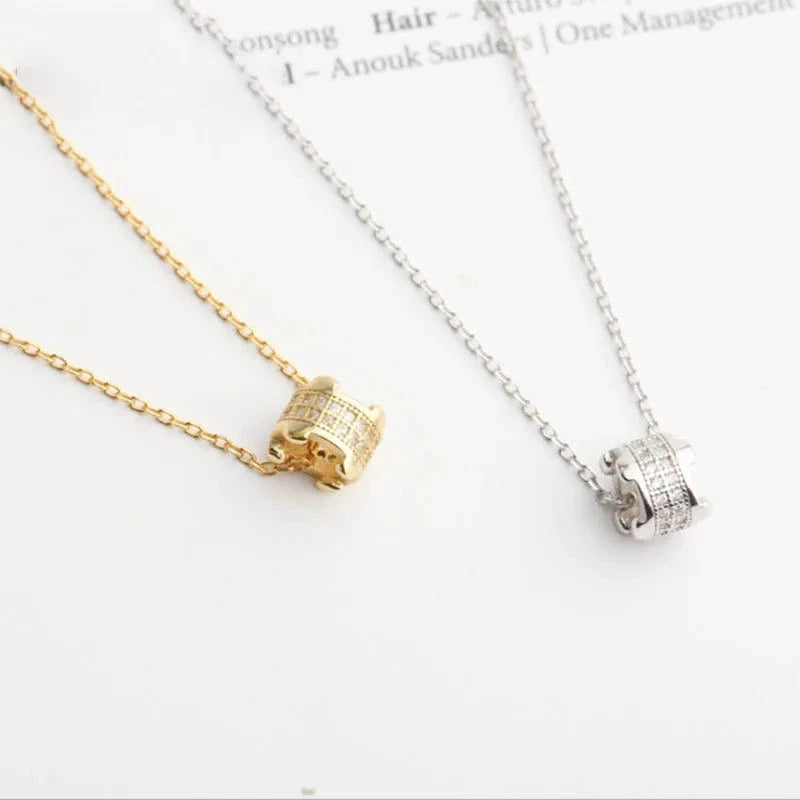 38+5cm / YC190009-S-G-WH Dylam 925 Silv necklace Tennis Chain Necklace Sterling Silver Womens Circle Gold Plated Trendy Zircon Circular Pendant Jewelry