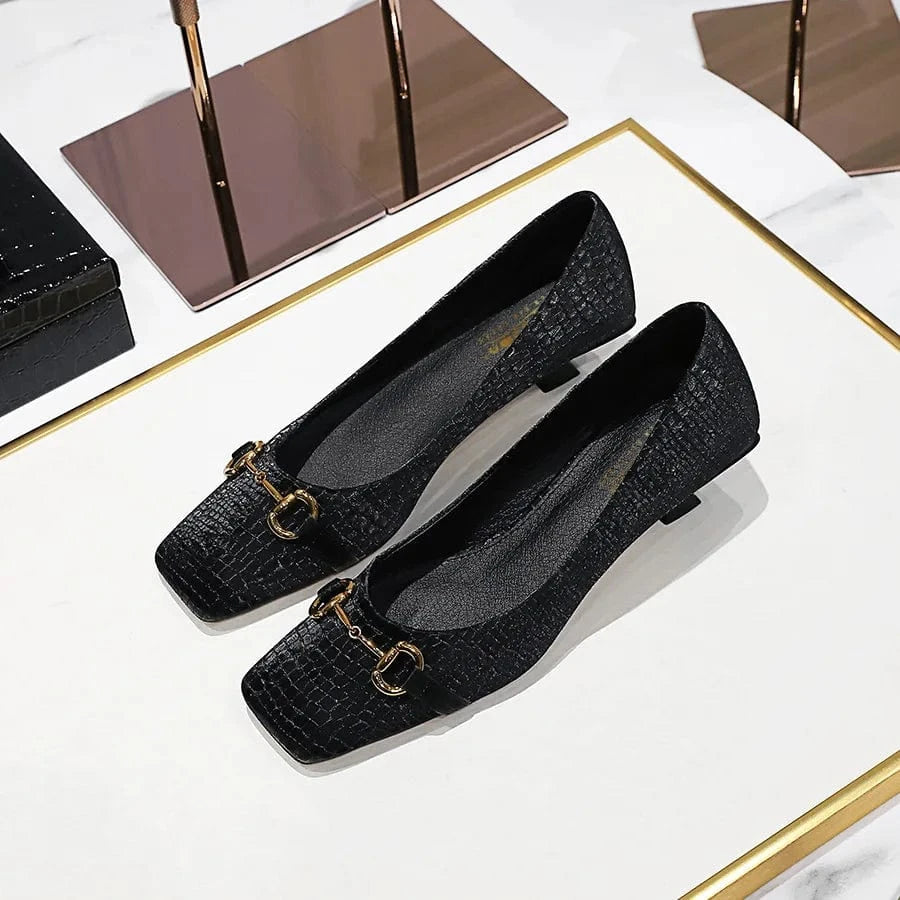 38 / Black Fashion Women Square-toe Buckle Kitten Heels Outside Banquet Ladies Dress Sandals Spring Summer Low Heels Female