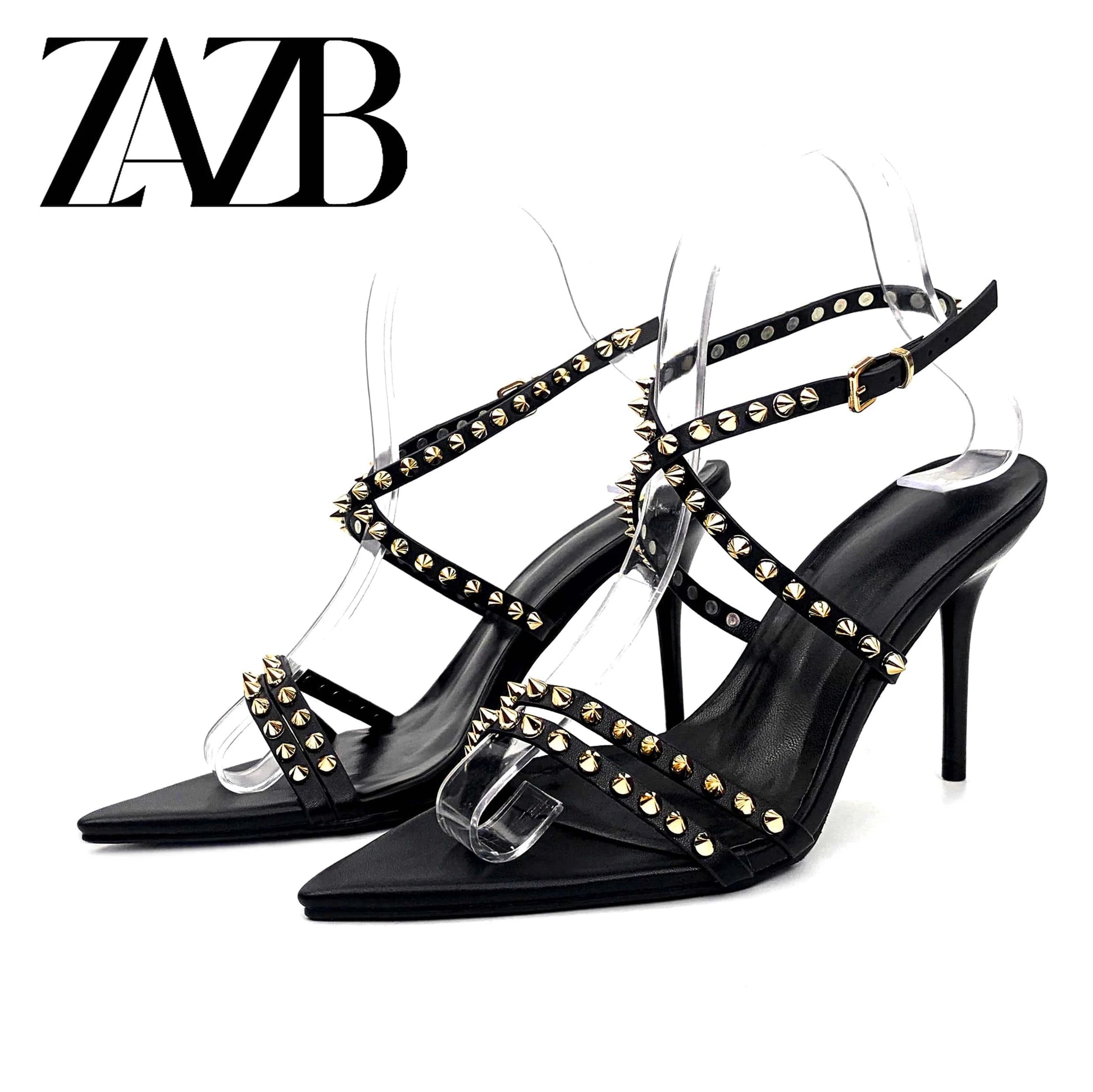 38 / Black New design formal Women's high heel Sandals wedding chaussures femmes Leopard Print Square head shoes belt buckle for ladies