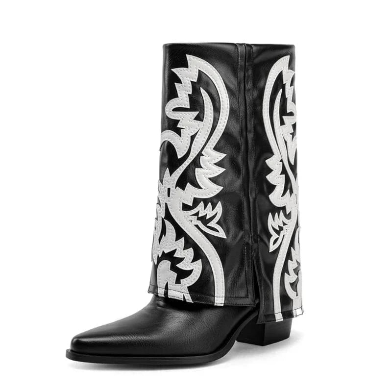 38 / Black1 Colorful Rhinestone Pointed Toe Women's Pants Short Boots High Wedge Heels Overlay Cowboy Ankle Booties Western Style Shoes