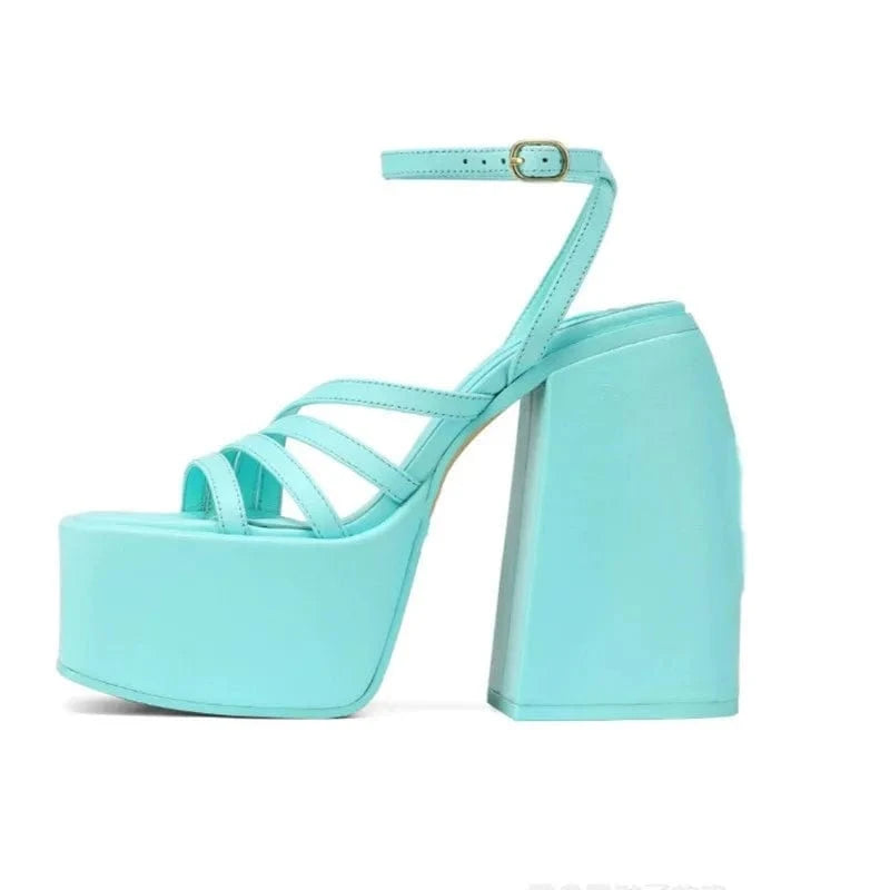 38 / Green 34-43 Fashion Casual Low Top Elevated Square Head Sandals Lacquer leather fashion sandals