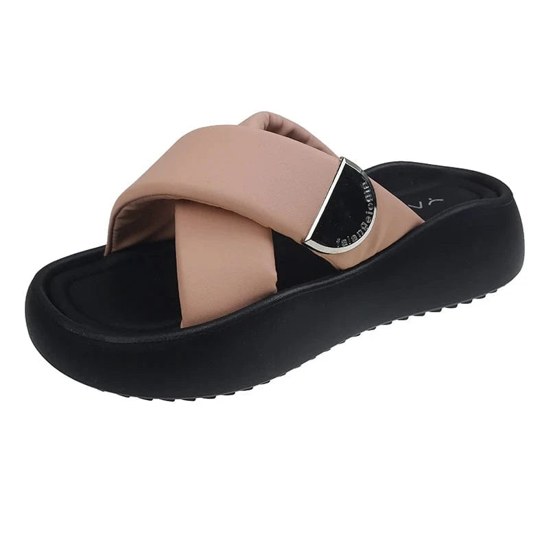 38 / Pink Dropshipping Custom Logo Summer INS Style Women`s Flat Slippers Fashion Comfortable Outdoor Beach Slides Slippers