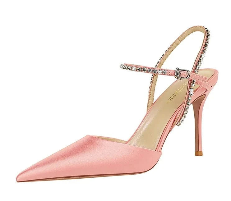 38 / Pink Fashion banquet sexy women's shoes stiletto high heels stain pointed T-strap sandals clear heels shoes