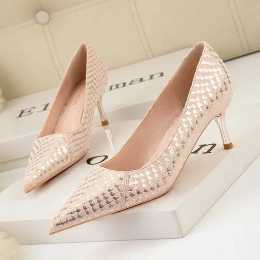 38 / Pink Fashion Pointed-toe Shallow Women Sandals Sexy Nightclub Ladies Dress Shoes Summer Autumn High Heels Stilettos Female