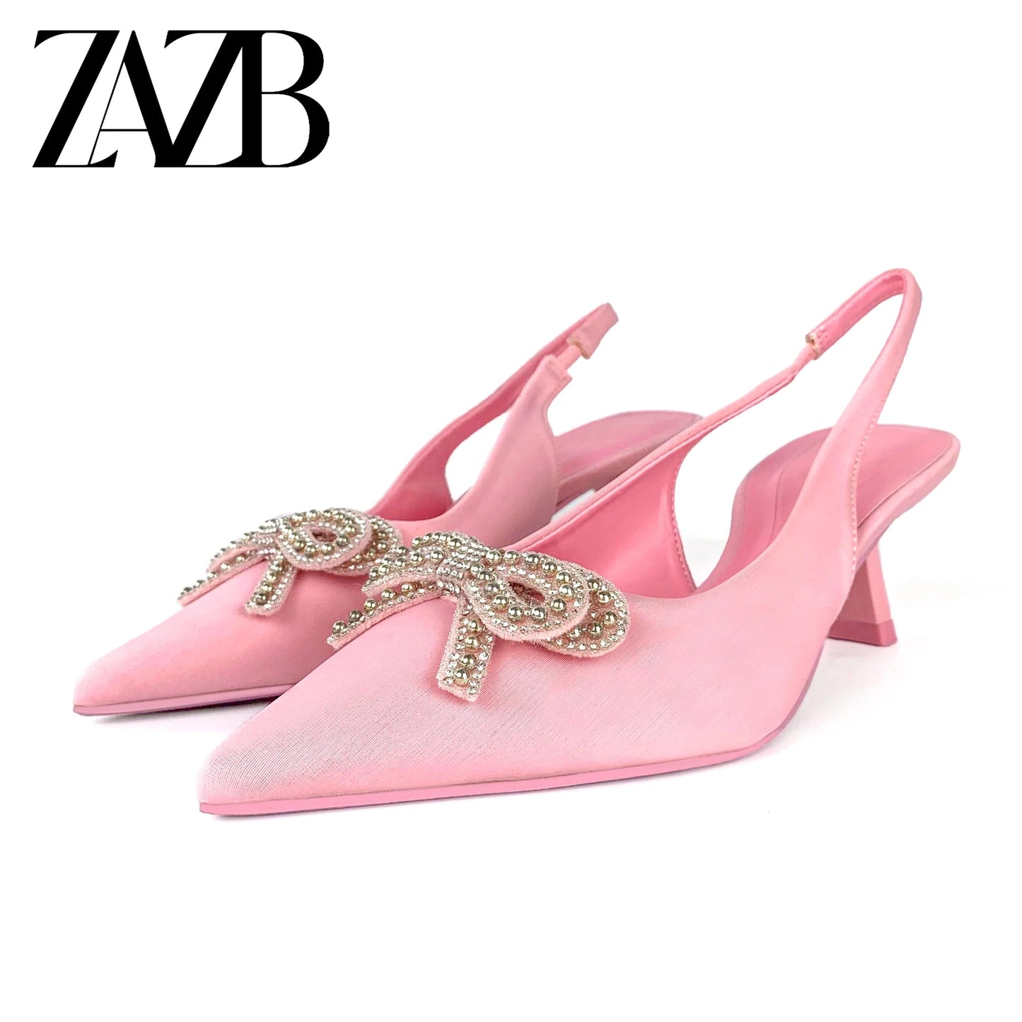 38 / Pink ZAZB New wedding bridal Women's high heel sandals dress Shining dancing party pumps banquet office rhinestone of ladies sho