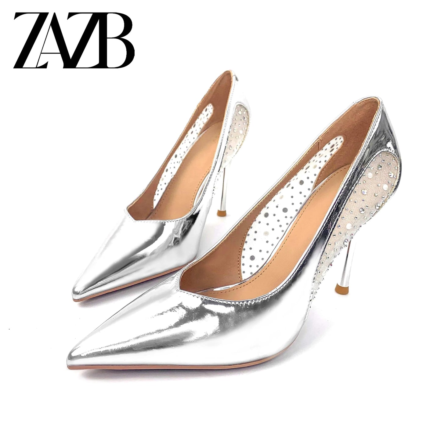 38 / silver New arrivals styles customized wholesale summer pointed end women's high heel shoes Sexy Office formal Wedding ladies Thin heel