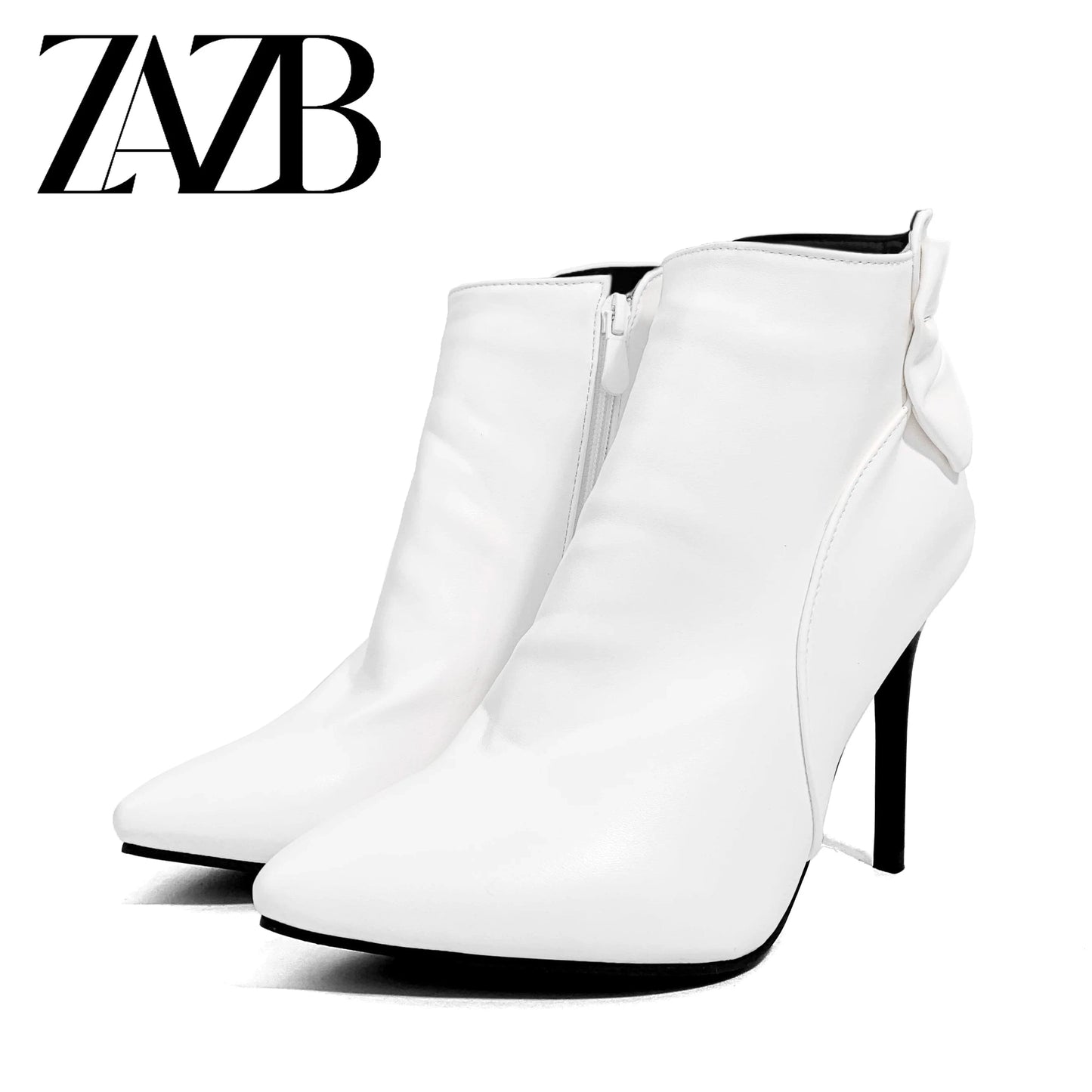 38 / White Customized Women's Fashion Bowknot Zipper Designer Coarse Heel Boots Women's Simple Fashion Luxury Boots