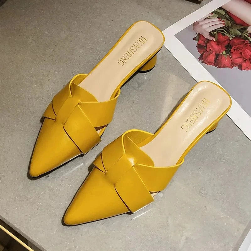 38 / Yellow Stiletto Heel Sandals For Women Dress Female Heel Slippers slippers heel for women