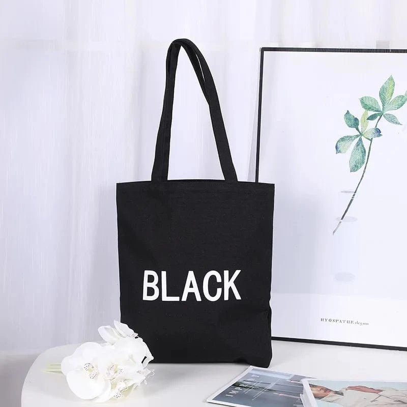 39*34*1cm / Black Custom Large Capacity Canvas Working Tote Bags Solid Color Shoulder Bag Black White Yellow Pink Women's Handbags For Shopping