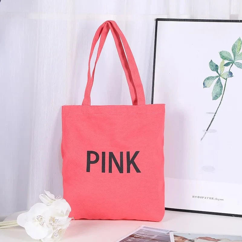 39*34*1cm / Pink Custom Large Capacity Canvas Working Tote Bags Solid Color Shoulder Bag Black White Yellow Pink Women's Handbags For Shopping