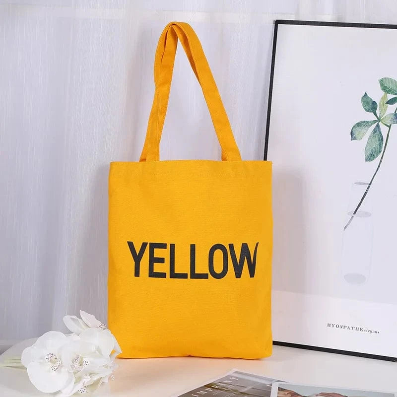 39*34*1cm / Yellow Custom Large Capacity Canvas Working Tote Bags Solid Color Shoulder Bag Black White Yellow Pink Women's Handbags For Shopping
