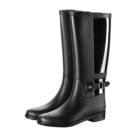 39 / Black Hot selling PVC Silicon Knee High ladies rubber rain boots fashion rain boots for women