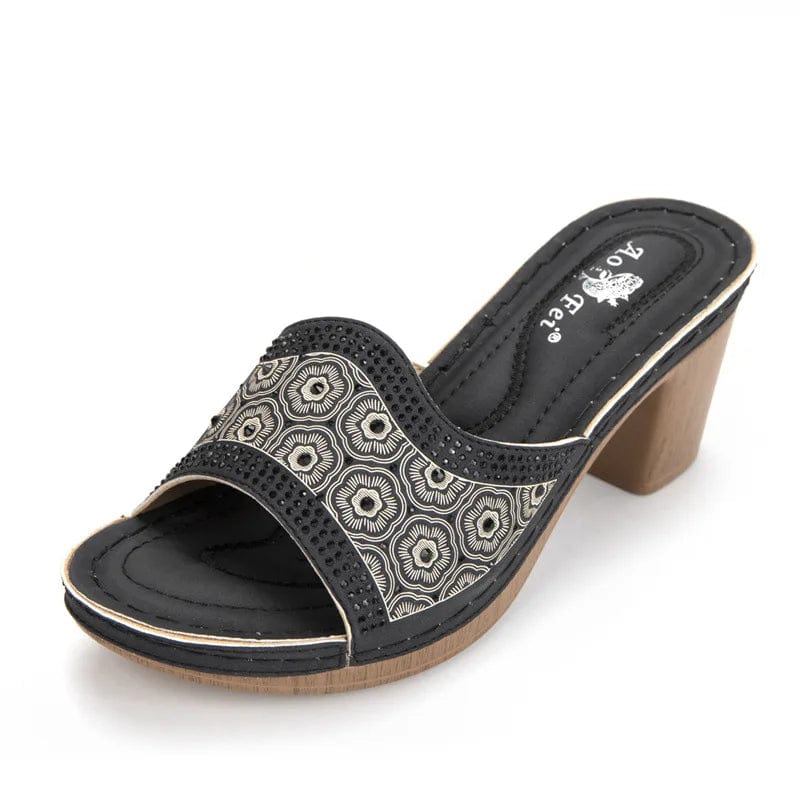 39 / Black New Summer Fish-mouth Beach Female Block Heels Sandals Women Soft Sole Casual Wedges Slippers