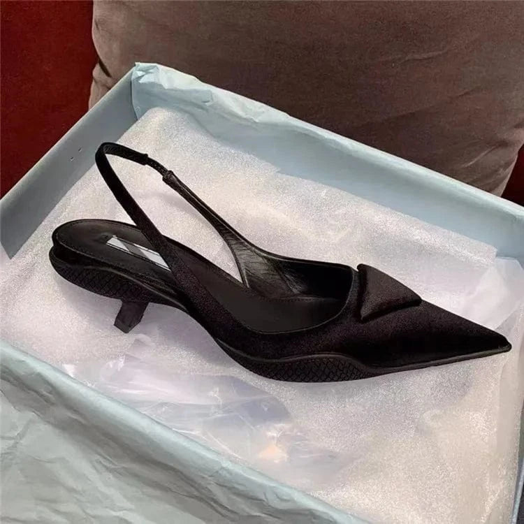 39 / Black Silk Brand Fashion Sexy Women Pumps Sandals Famous Summer Wedding Shoes Classic Thin Heels Elegant New Heels For Ladies Pointed Toe